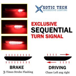 Xotic Tech 2pcs Rear Bumper Reflector Brake Light, Sequential Flowing Turn Signal LED Lamps,Compatible with Infiniti Q50 QX56 QX60 or Nissan Altima Pathfinder Rogue(Red Lens)