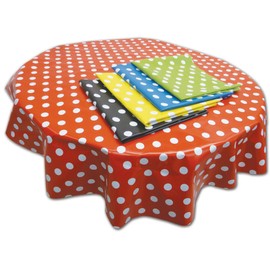 Springboard PVC Circular Tablecloth and Floor Cover - Round Wipe Clean Tablecloth for Kids Messy Play and Arts and Crafts - Plastic, Waterproof, Wipeable Table Cloth - 1.3 m Diameter - Yellow Spot