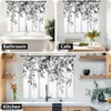 GCIREC Black and White Shower Window Curtain, Watercolor Eucalyptus Leaves