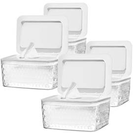 Hswt 4 Pack Wipes Dispenser Seal-Designed Wipe Dispenser Holder Wipes Case Box for Bathroom Keep Wipes Fresh, Dust-Proof & Non-Slip