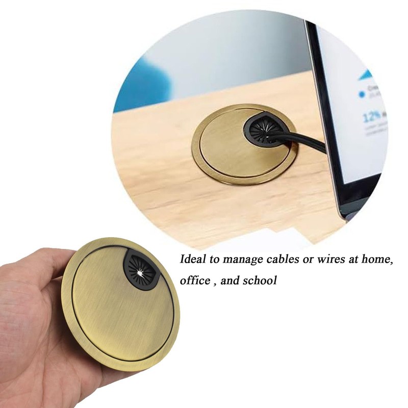 DuDuZui Desk Cable Grommets Bronze Computer Desk Metal Cable Hole,
