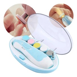 Set Lima de Uñas Eléctrica Kimhi para Bebés y Adultos con Luz Led, Silenciosa y Estuche Azul