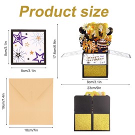 Happy Birthday 3D Pop-Up Card, Colorful Pop up Birthday Box with Envelope & Greeting Card Creative Birthday Gifts Box Cool Pop up Birthday Card for Men Women (70th)