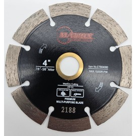4" Premium Multi-Purpose Blade, Segmented Blade for Angle Grinder or Circular Saw, Wet/Dry Cutting for Brick, Block, Tile, Roof Tile, Stone, Concrete, Stucco and Cementitious Siding