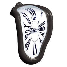 Melting Clock Plastic Retro Decorative Electroplated Metal Paint Desk Table Clock for Office Black