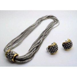 Unbranded A369 CLASSIC Designer Style 9 Strands Silver Cable Chains Magnetic  Necklace set