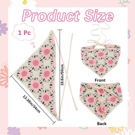CRASPIRE Pink Floral Bandana Flower Hair Scarf Cotton Vintage Summer Flowers Crochet Knitted Tie Triangle Headwrap Headbands Headscarf Hairscarf for Travel Head Kerchief Decoration Women Accessories