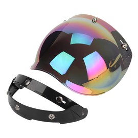 Motorcycle Helmet Shield 3 Snap Visor Flip Open Face Bell Bubble Antifog 3/4 Up Adapter Lens Helmets,Motorcycle Retro 3 Snap Sun Visor Shield Windproof Helmet Lens Colored