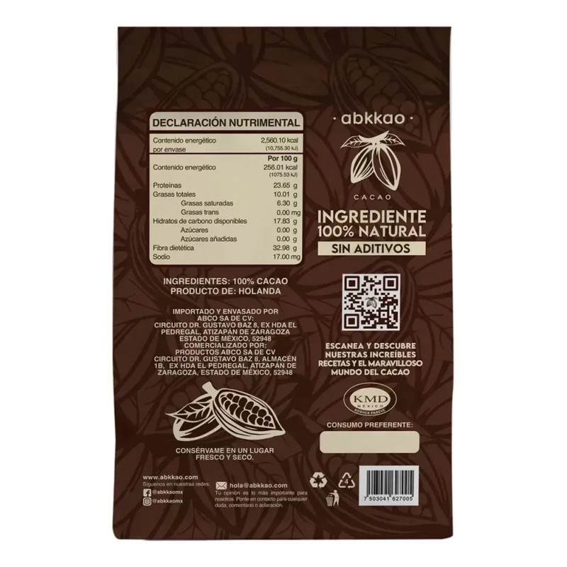 Cacao En Polvo Puro Abkkao De 1 Kg