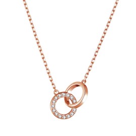 Philip Jones Rose Gold Plated Circle Link Necklace Created with Zircondia® Crystals