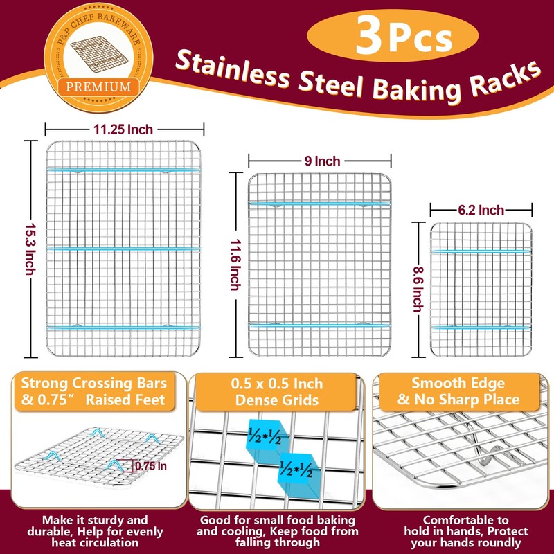 P&P CHEF 16 + 12.5 + 9 Inch Baking Sheet