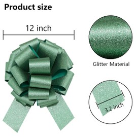jefyghe Big Bows 12 Inch Big Glitter Green Bows for Gift Wrapping Car Decorated Birthday Party Christmas Gift and Valentine's Day Decorations