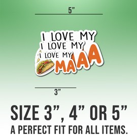 Taco Stickers Funny Taco Food Lover Stickers I Love My Tacoma Cool Vinyl Stickers, Weather-Resistant Sticker for Water Bottles, Laptop, Window, Car Size 4"