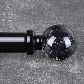 JRZOO Black Curtain Rods for Windows 48 to 84 Inch, 1'' Heavy Duty Adjustable Drapery Rod with Unique Crystal Ball Finials, Modern Decorative Curtain Rod,Size; 30-88''