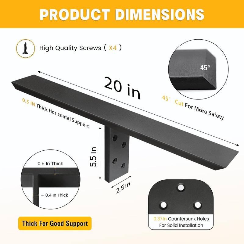 Hidden Countertop Support Bracket 20 Inch 2 Pack Heavy Duty