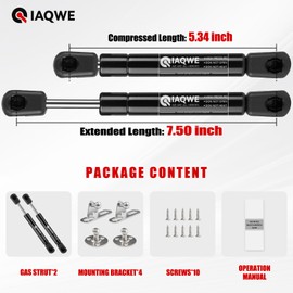 IAQWE 7.5 Inch Gas Struts 20 Lb/89N Shocks Spring Lift Support for Lightweight Rv Cabinet Door Storage Toolbox Toy Box Sentry Safe Replacement Part Lid 2PCS