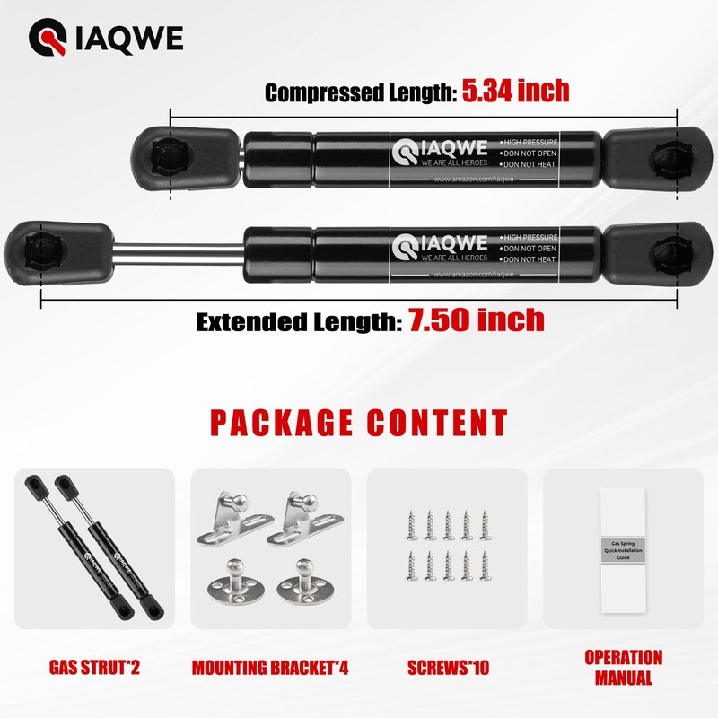 IAQWE 7.5 Inch Gas Struts 20 Lb/89N Shocks Spring Lift
