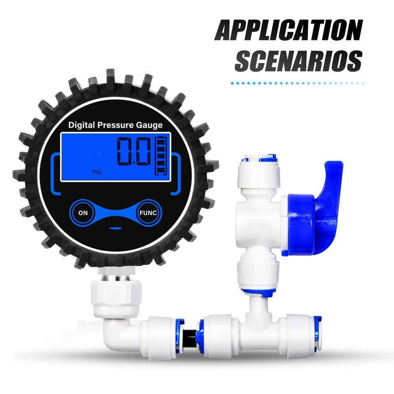 MEANLIN MEASURE 0-300PSI Digital Pressure Gauge with Rubber Cover, Lower