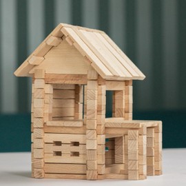 IGROTECO Create. Play. Live. Wooden Construction Toys Building & Construction Toys Think of your own model multi functional building set (House with verandah)