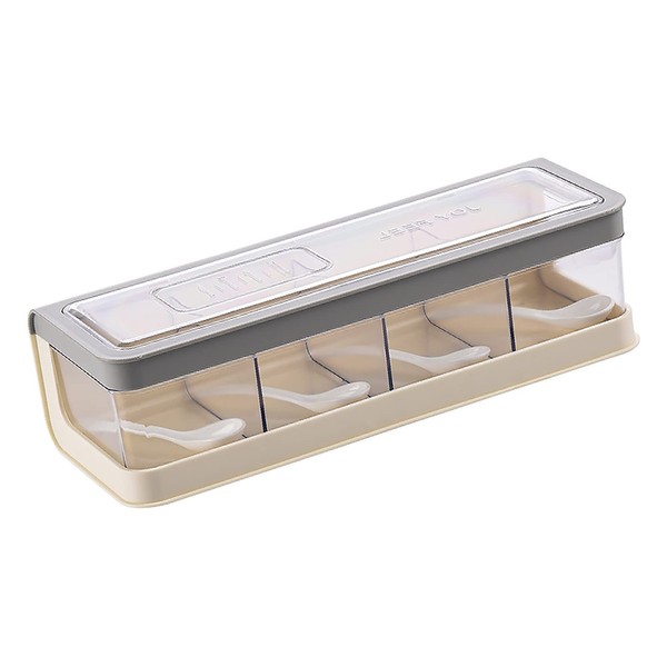 Roberee Clear Seasoning Containers,4 Grid Spice Jars Nordic Style Transparent