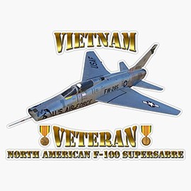 HOF Trading F-100 Super Sabre Vietnam Veteran Vinyl Sticker Waterproof Decal Laptop Wall Window Bumper Sticker 5"