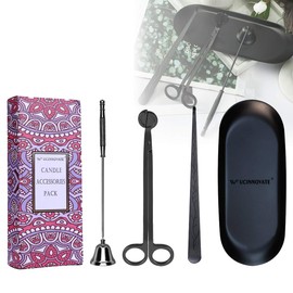UCIN 4 in 1 キャンドルアクセサリーセット キャンドル芯トリマー キャンドルカッター キャンドルスナッファー キャンドル芯ディッパー ストレージトレイプレート キャンドル愛好家 バレンタインデー (ブラック)