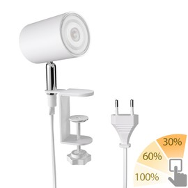 ledscom.de Waika Clamp Light Switch Matt White with LED GU10 Lamp 3 Levels Dimming: Max. 374 lm Warm White