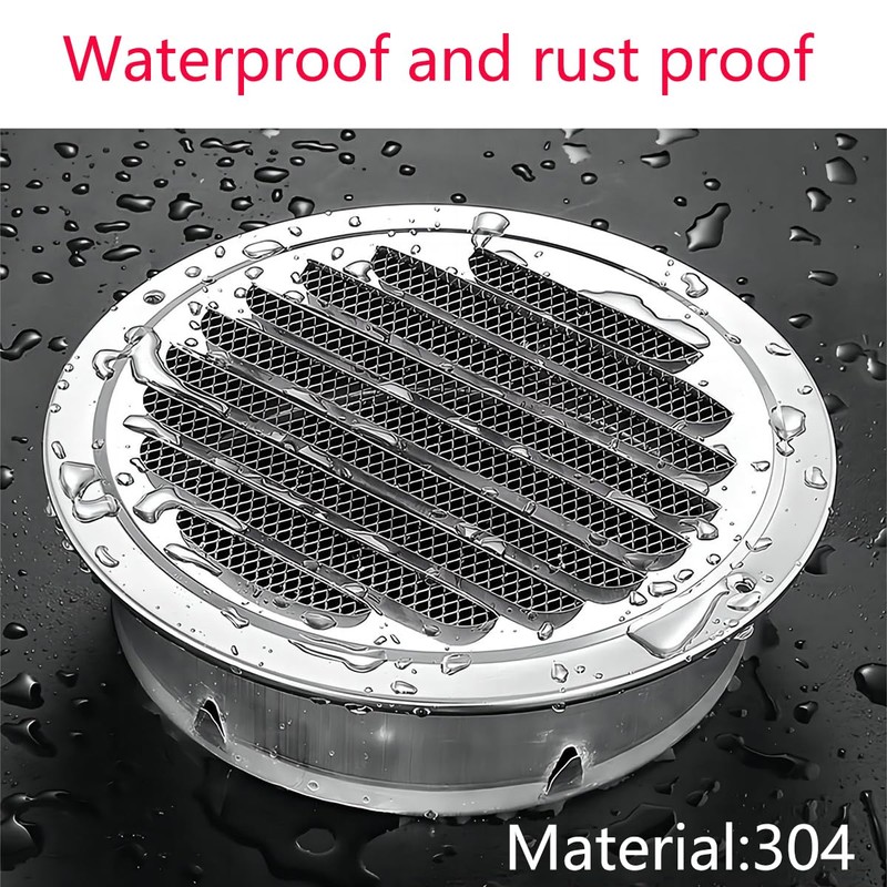 Qrity Vent Outlet Stainless Steel Vent Covers, Round Louver Grille