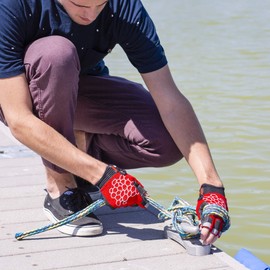 MRX BOXING & FITNESS SAILING GLOVES STICKY Palm Gripy Glove Yachting Kayak Dinghy Fishing 2 Cut Finger (Red 2XL)