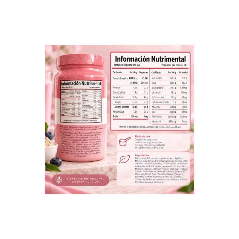 Myo Inositol en Polvo Sabor Arándano 180 g Schuler 2
