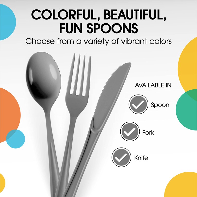 Exquisite Solid Color Premium Plastic Cutlery, Heavy Duty Plastic Disposable
