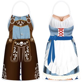 Happynow Oktoberfest Apron Couples Cooking Aprons German Party Decorations Supplies