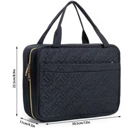 Spalivivre Travel Toiletry Bag with Hanging Hook, Waterproof Large Capacity Makeup Organizer, Cosmetic Bag with Transparent Compartments for Storage Full Sized Toiletries(Black)