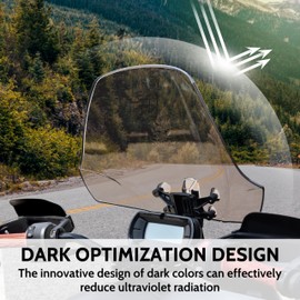 SAUTVS Dark Tinted Wider Adventure Adjustable Windshield for Can-Am Ryker, XXL Front Tinted Dustproof Durable Hard Coated Windshield for Can Am Ryker All Models Accessories (Replace #219401032)