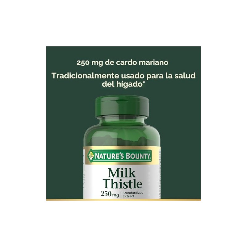 Nature Bounty Cápsulas Cardo Mariano Apoyo Hepático Suplemento Hierbas 250