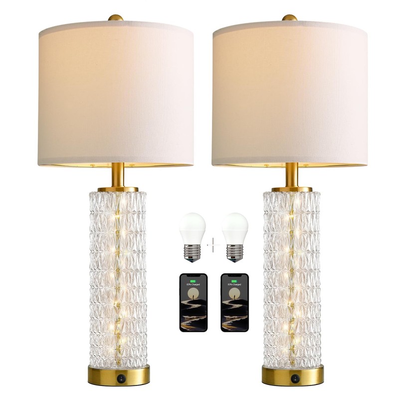 Oneach 27.75” Table Lamps Set of 2, Gold Modern Bedside