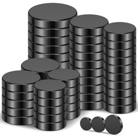 Wukong Black Magnets Set in 3 Sizes, 50 pieces 10mm/12mm/15mm x 3mm Thick Strong Fridge Magnets Mini Magnets for Magnetic Board, Pin Board, Whiteboard, Refrigerator Home Office