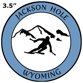 Athena Brands Jackson Hole, Wyoming Sports Skier - Car Truck Window Bumper Sticker Decal - Columbia Blue