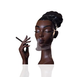 Incense Holder,Black Woman Smoking Head Incense Burner, Sophisticated and Elegant Headscents-Head Incense Burner,Desk Decor Suitable for Bedroom and Living Room (Close Eyes)