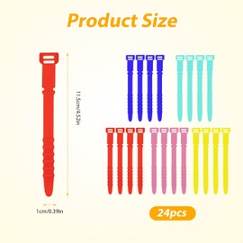 SAVITA 20pcs Cord Organizers, 4.5 Inch Reusable Wire Ties Cord Organizer Straps Elastic Silicone Cord Organizer Cable Straps for Cords Phone Charging Cable Wire Labels Headphones (5 Colors)