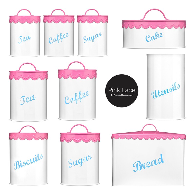 Premier Housewares Pink Lace Coffee Canister