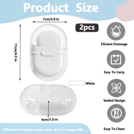 Sekonow 2Pcs Travel Soap Case, Portable Soap Holder Travel with Drain Holes, Travel Soap Container, Travel Soap Dishes for Bar Soap, Soap Box for Traveling Camping Gym (White)