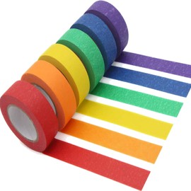Painters Tape, Colored Masking Tape 8Pcs Rainbow Colors Rolls,Colored Tape Kids Art Supplies, Great for School, Office, Home, Crafts, Labeling, DIY Decorative, 0.5 Inch x 3.3 Yards (1.3cm X 1m)
