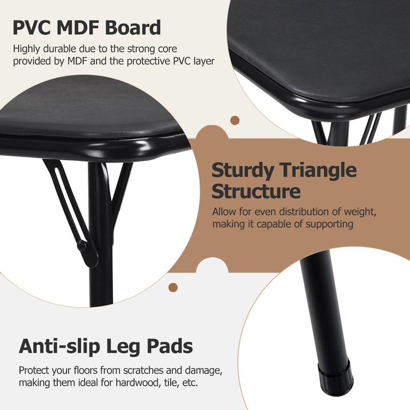 FurnitureR Folding Table Set for 2 Person, 3-Piece Foldable Square