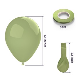 KBZVNAF Sage Green Latex Party Balloons - 50 Pack 12 inch Helium Matte Olive Green Balloons for Birthday Wedding Baby Shower Jungle Safari Theme Party Decorations