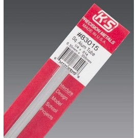 K&S Precision Metals 83015 Square Aluminum Tube, 1/4" OD x 0.014" Wall Thickness x 12" Length, 0.25 in OD, 1 pc, Made in USA