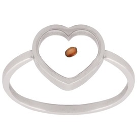 Heart Shaped Mustard Seed Ring for LDS and Christian Women of Faith in Silver and Gold with Mustard Seed Encased LDS Rings and Jewelry (Gold, 6)