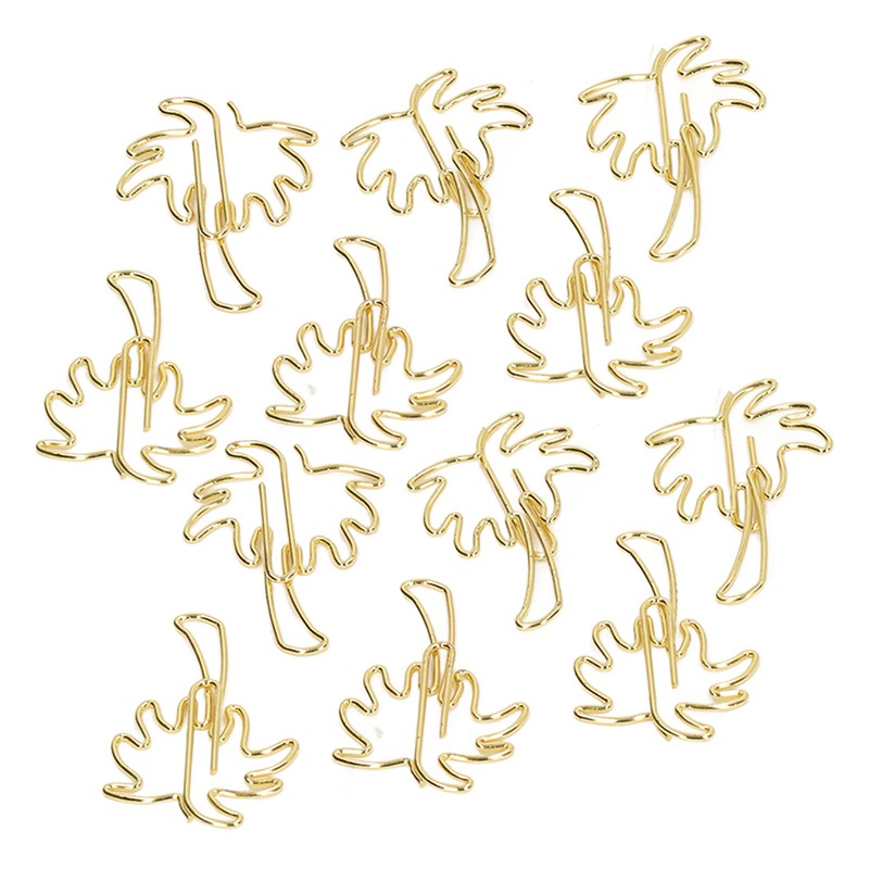 50 Pcs Paper Clips Portable Mini Cute Golden Coconut Tree