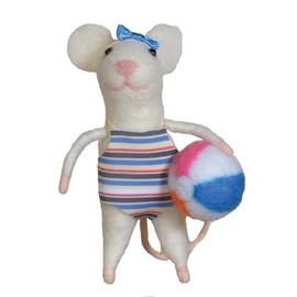 Homart Beach Ball Swimmer Mouse Wool Ornament 4.75" H