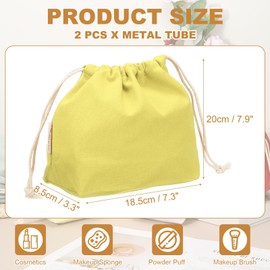 uxcell 2 Pcs Drawstring Makeup Bag, 7.3" Canvas Cosmetic Bag Women's Make Up Bags Toiletry Organizer Pouch for Travel Toiletries Accessories, Yellow